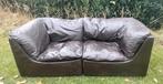 Vintage modulaire bank 2 zits bruin leder 2 hoek delen, 150 tot 200 cm, Vintage, Tweepersoons, Ophalen of Verzenden