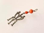Art Nouveau zilver hanger bloedkoraal, Sieraden, Tassen en Uiterlijk, Antieke sieraden, Verzenden, Zilver, Broche, Met edelsteen