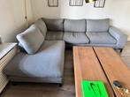 Grijze hoekbank met lounge – 277 cm breed, Ophalen, Gebruikt, Stof