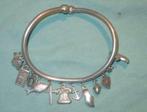 Zilver bedelarmbandje met Mickey Mouse, telefoon, vis, Ophalen of Verzenden, Zilver, Armband