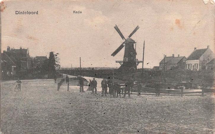 AZ485 Dinteloord Kade met molen 1915, Verzamelen, Ansichtkaarten | Nederland, Gelopen, Noord-Brabant, Voor 1920, Verzenden