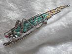 Mooie Zilveren Tiffany Broche - Sprinkhaan met robijn oogj, Verzenden, Zilver, Broche, Met edelsteen
