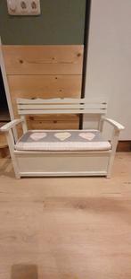 Leuke witte, houten klepbankje incl kussentje, Ophalen of Verzenden, Nieuw