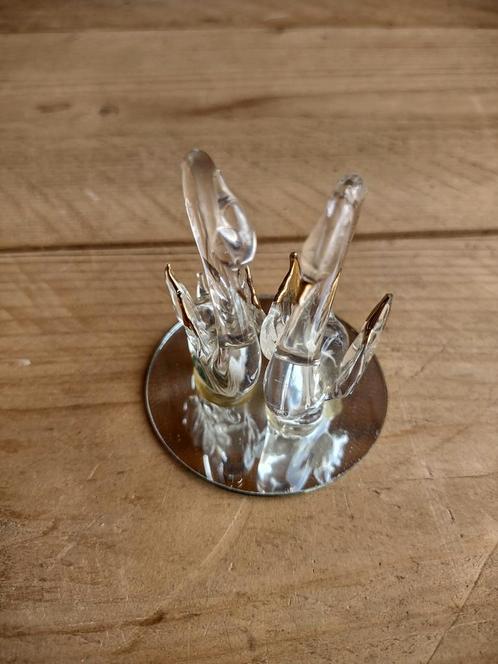 Kristallen Zwanen op Spiegelvoet, Antiek en Kunst, Antiek | Glas en Kristal, Ophalen of Verzenden