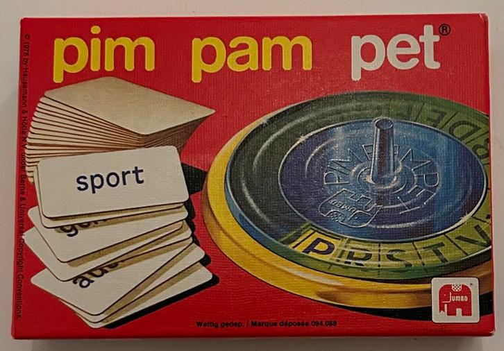 Vintage spel Pim Pam Pet Vraag- en antwoordspel Jumbo, Hobby en Vrije tijd, Gezelschapsspellen | Overige, Zo goed als nieuw, Een of twee spelers