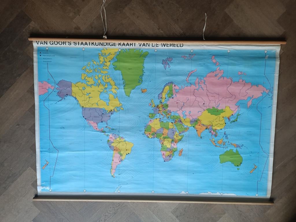 Vintage van Goor's Wereldkaart, Ophalen, Gebruikt