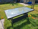 Kunststof/ glas buitentafel, Ophalen, Gebruikt, Rechthoekig, Kunststof