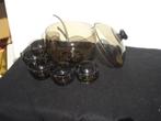 Bowl Vintage Punch Set, Smoke glas, 1930, Antiek en Kunst, Antiek | Glas en Kristal, Ophalen of Verzenden