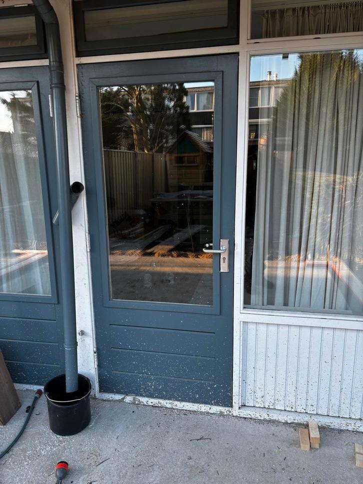 Hardhouten Tuindeuren met Dubbel Glas - 87,5x201 cm, Doe-het-zelf en Verbouw, Deuren en Horren, Gebruikt, Buitendeur, 200 tot 215 cm