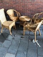 Rotan setje met 4 kuipstoelen rond of vierkant tafeltje, Ophalen of Verzenden, 50 tot 100 cm, Minder dan 50 cm