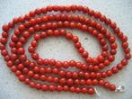 Ketting Handelskralen Koraalrood Wit /White HeartVintage, Ophalen of Verzenden, Overige materialen, Ketting