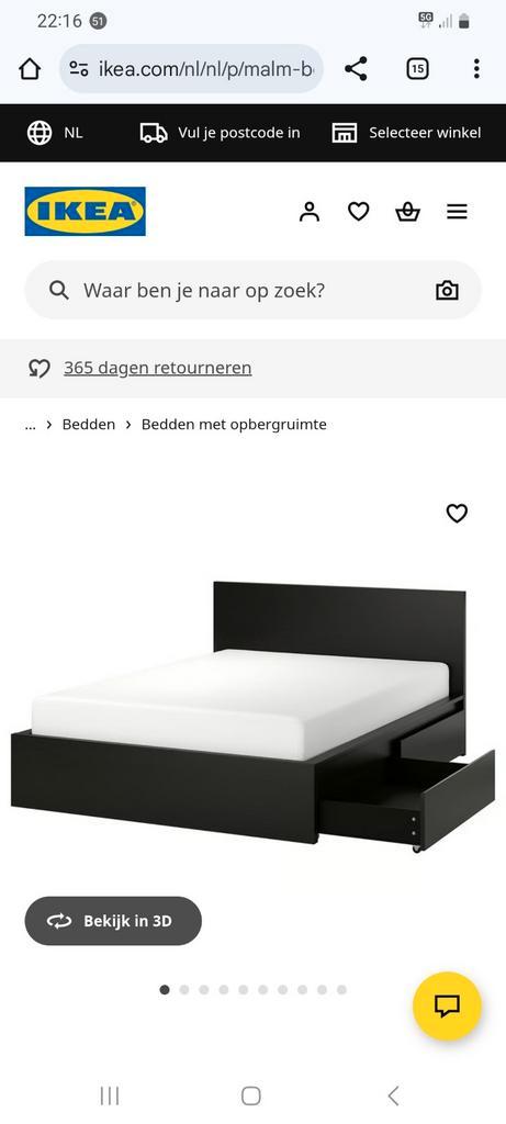 Mooi ikea malm bed 160x200 cm met 4 bedlades, Huis en Inrichting, Slaapkamer | Bedden, Tweepersoons, 160 cm, Hout, Ophalen