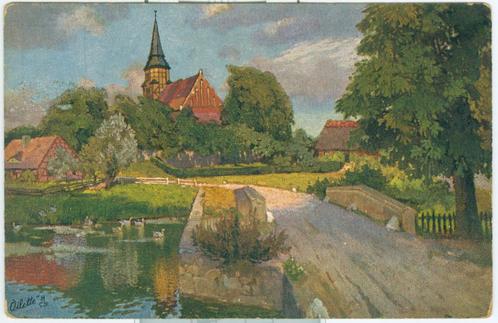 4 prentkaarten "Tucks postcard", ergens voor 1920?, Verzamelen, Foto's en Prenten, Zo goed als nieuw, Prent, Buitenland, Voor 1940