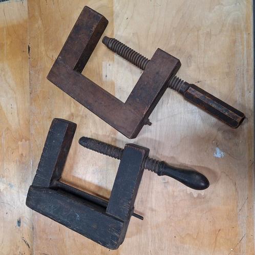 Twee oude lijmklemmen, lijmtangen, Antiek en Kunst, Antiek | Gereedschap en Instrumenten, Ophalen of Verzenden