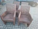 Set van 4 bruine eetkamerstoelen met armleuning, Huis en Inrichting, Stoelen, Ophalen of Verzenden, Vier, Eetkamerstoel, Gebruikt