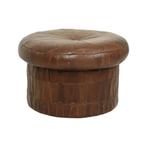 Design Mushroom Poef Opbergruimte De Sede Bruin Leer 57cm, Gebruikt, Hout, Ophalen of Verzenden, 50 tot 75 cm