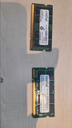 2x Crucial 4GB DDR2 200-Pin SODIMM Laptop Geheugen, Computers en Software, RAM geheugen, Gebruikt, Ophalen of Verzenden, DDR2