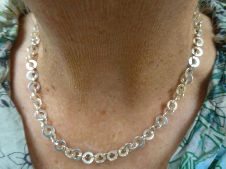 handgesmeed Modern Design Zilveren Collier / gesigneerd FBM, Sieraden, Tassen en Uiterlijk, Kettingen, Nieuw, Zilver, Zilver, Verzenden