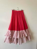 Rode Sevillana Rok met Witte Stippen en Ruches, Kleding | Dames, Rokken, Zo goed als nieuw, Ophalen, Maat 38/40 (M), Rood