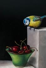 Alfonso Moreno, pimpelmeesje schaaltje kersen en een kan., Antiek en Kunst, Kunst | Schilderijen | Klassiek, Ophalen of Verzenden