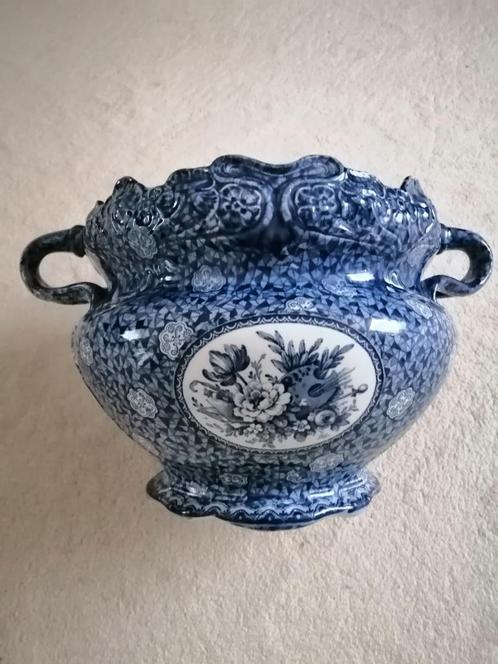 Antieke grote bloempot type Delft Blauw -Franz Anton Mehlem, Antiek en Kunst, Antiek | Vazen, Ophalen of Verzenden