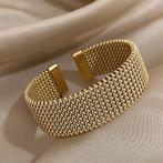 Goudkleurige Stalen Mesh Dames Armband, Verzenden, Nieuw, Goud, Staal