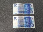 2 x 10 gulden biljetten   1968, Ophalen of Verzenden, 10 gulden, Los biljet