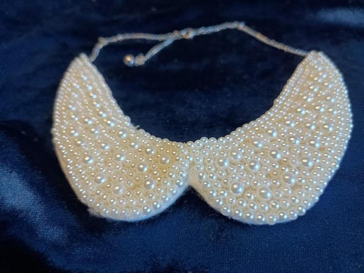 Ketting kraagje met parels, Sieraden, Tassen en Uiterlijk, Kettingen, Nieuw, Overige materialen, Zilver, Verstelbaar, Verzenden
