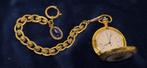 Zakhorloge met vergulde horloge ketting, Ophalen of Verzenden, Overige materialen, Ketting