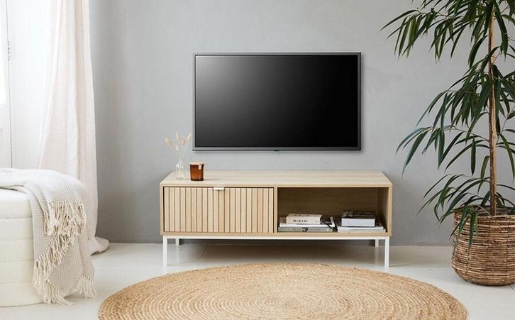 Lichtkleurige tv-meubel (110,5 x 40 x 50 cm (l x b x h), Huis en Inrichting, Kasten | Televisiemeubels, Nieuw, Metaal, Ophalen