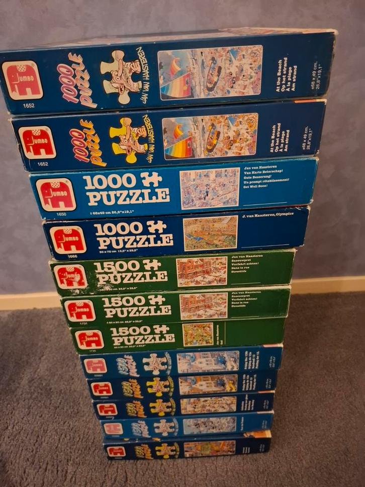 9 Jan van Haasteren puzzels 1000 st en 1500 st, Hobby en Vrije tijd, Denksport en Puzzels, Zo goed als nieuw, Legpuzzel, 500 t/m 1500 stukjes