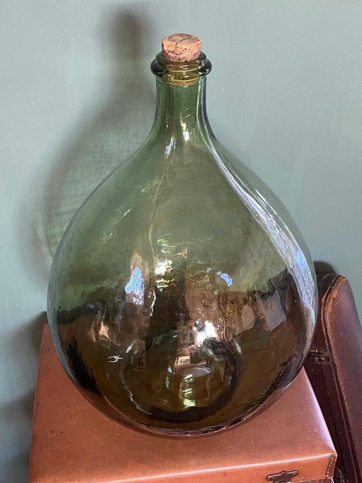 Brocante oude gist/bol fles met kurk, 44 cm, Antiek en Kunst, Curiosa en Brocante, Ophalen