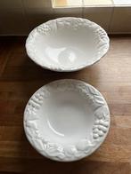 Witte aardewerk schalen met fruitrand, Schaal, Rond, Ophalen of Verzenden, Zo goed als nieuw