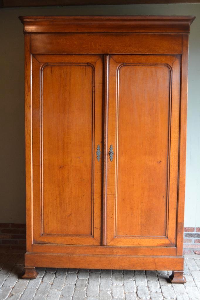 Prachtige strakke antieke eiken houten Louis Philippe kast., Antiek en Kunst, Antiek | Meubels | Kasten, Verzenden