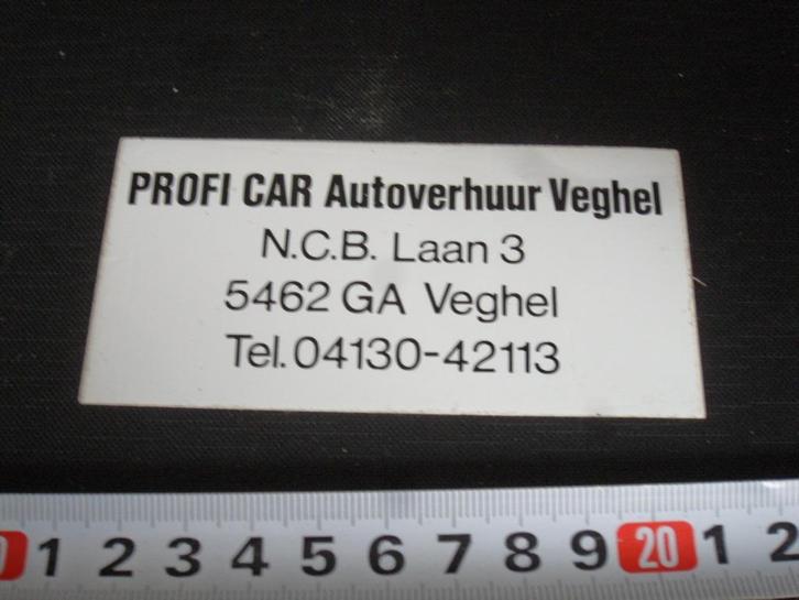 sticker Veghel PROFI CAR Autoverhuur  N.C.B. Laan 3, Verzamelen, Stickers, Zo goed als nieuw, Bedrijf of Vereniging, Ophalen
