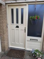 Houten voordeur incl. raam en deurbeslag, Ophalen, Glas, 80 tot 100 cm, 200 tot 215 cm