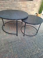 Te koop zwarte salontafeltjes, Ophalen, 50 tot 100 cm, Rond, 50 tot 100 cm