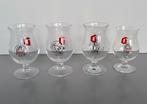 Set van 4 DUVEL glazen met opdruk en  Duvel biervilthouder, Ophalen of Verzenden, Zo goed als nieuw, Bierglas
