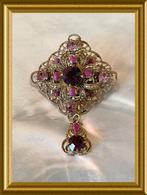 Oude paarse strass broche, Ophalen of Verzenden, Overige materialen, Broche