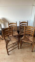 Vier antieke knopstoelen t.e.a.b., Ophalen, Riet of Rotan, Gebruikt, Bruin