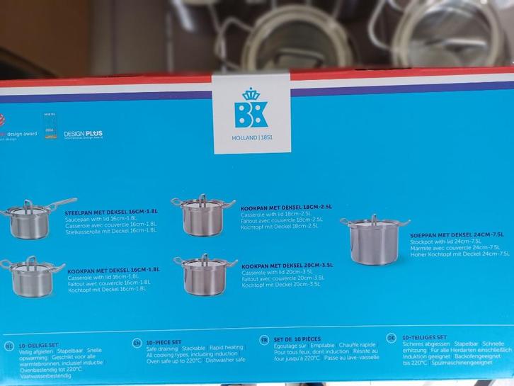 pannenset, Huis en Inrichting, Keuken | Potten en Pannen, Zo goed als nieuw, Pannenset, Rvs, Inductieplaat, Ophalen of Verzenden