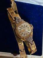 Goudkleurige Dameshorloge met een Diamant, Overige merken, Met bandje, Polshorloge, Goud