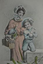 frankrijk 1907 nieuwjaar moeder jongen sneeuwbal mistletoe, Verzamelen, Ophalen, Voor 1920, Gelopen, Overige thema's