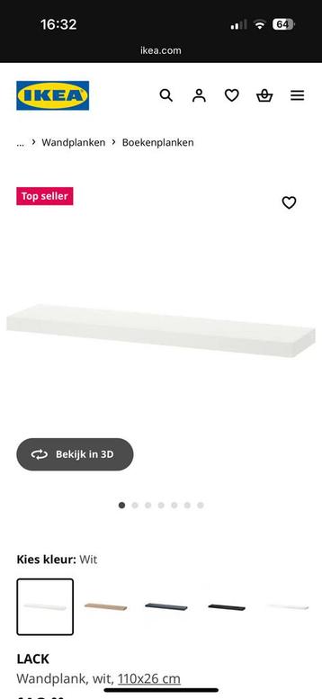 LACK Wandplank, wit, 110x26 cm beschikbaar voor biedingen