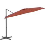 Zweefparasol met LED-verlichting 400x300 cm terracotta, Tuin en Terras, Nieuw, Kantelbaar, Zweefparasol, Ophalen of Verzenden