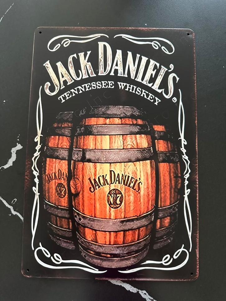 Vierkant vintage reclamebord van Jack Daniels 20x30, Verzamelen, Merken en Reclamevoorwerpen, Zo goed als nieuw, Reclamebord, Ophalen of Verzenden