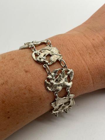 Z425 Prachtige zilveren brutalist armband beschikbaar voor biedingen