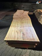 Zeer grote iepen boomstamtafels 345x100x7cm, Eikenhout, 200 cm of meer, Natuurlijk, Zo goed als nieuw