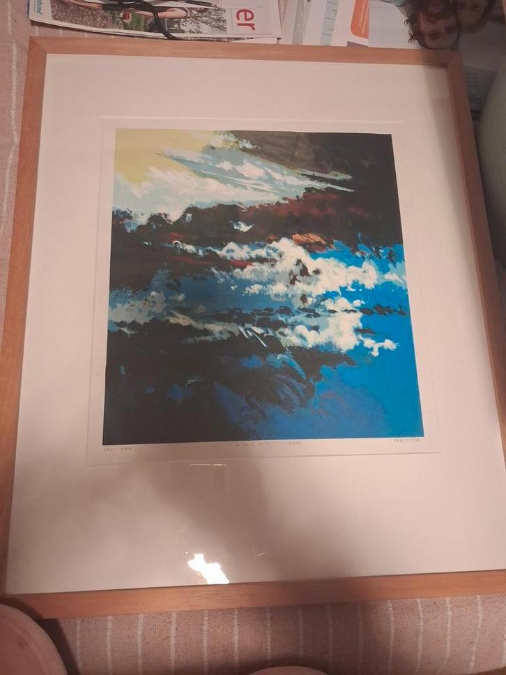 Ingelijste Abstracte Print, Antiek en Kunst, Kunst | Etsen en Gravures, Ophalen