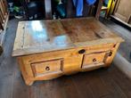Zware grenenhouten salontafel met Opbergruimte, Ophalen, 50 tot 100 cm, Zo goed als nieuw, Minder dan 50 cm